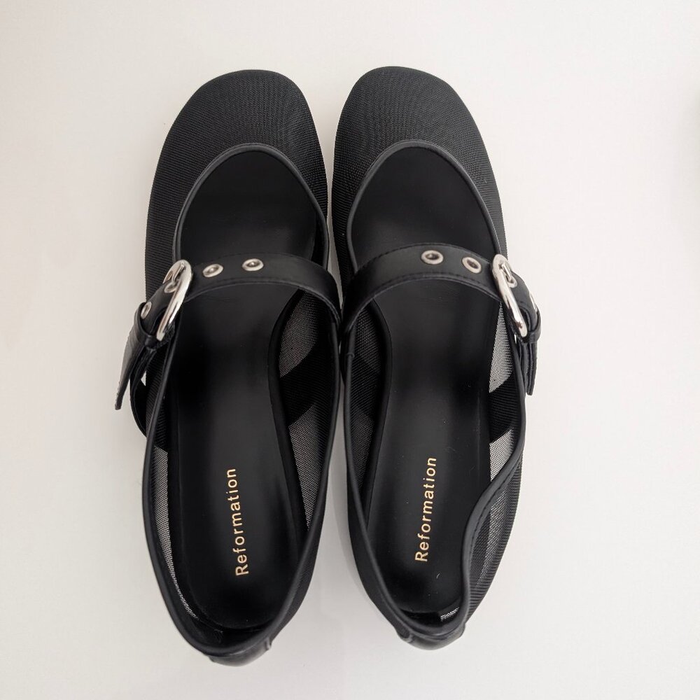 Reformation Bethany Ballet Flat in Black Mesh, Size 6.5, NIB